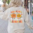 Retro Pumpkin Fall In Love With Learning Autumn Teacher Women's Sweatshirt Back Print Sand