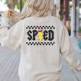 Retro SPED Teacher Pencil Lightning Bolt Back To School Women's Sweatshirt Back Print Sand