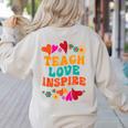 Retro Teach Love Inspire Back To School Teachers Women's Sweatshirt Back Print Sand Retro Teach Love Inspire Back To School Teachers Women's Sweatshirt Back Print Sand