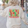 Santas Favorite Teacher Retro Groovy Christmas Xmas Women Women's Sweatshirt Back Print Sand