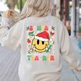 Santas Favorite Teacher Retro Groovy Smile Face Christmas Women's Sweatshirt Back Print Sand Santas Favorite Teacher Retro Groovy Smile Face Christmas Women's Sweatshirt Back Print Sand