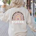 School Psych Teacher School Psychologist Leopard Rainbow Women's Sweatshirt Back Print Sand