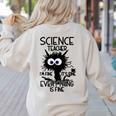 Science Teacher Appreciation Merch -Adults -Youth Grey Classic Fit Modern Science Theme Cartoon Women's Sweatshirt Back Print Sand