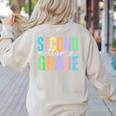 Second Grade Team Heart Teacher Student Back To School Girls Women's Sweatshirt Back Print Sand