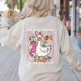 Silly Goose Teacher Club Animal Lover Groovy Teacher Women's Sweatshirt Back Print Sand