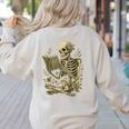 Skeleton Book Floral Skull Halloween Teacher Costume Women's Sweatshirt Back Print Sand Skeleton Book Floral Skull Halloween Teacher Costume Women's Sweatshirt Back Print Sand