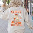 Sorry I'm Booked Ghost Reading Book Lover Teacher Halloween Women's Sweatshirt Back Print Sand