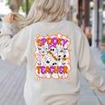 Spooky Teacher Ghost Pencil Teacher Halloween Teacher Women's Sweatshirt Back Print Sand