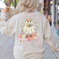 Spooky Teacher Groovy Retro Ghost Teacher Halloween 2023 For Men Women Kids Women's Sweatshirt Back Print Sand