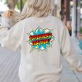 Superhero Teacher Retro Comic Teaching Superpower Women's Sweatshirt Back Print Sand