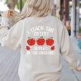 I Teach The Cutest Apples In The Orchard Cute Fall Teacher Women's Sweatshirt Back Print Sand