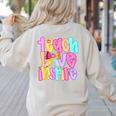 Teach Love Inspire Preppy Back To School Teacher Women Women's Sweatshirt Back Print Sand Teach Love Inspire Preppy Back To School Teacher Women Women's Sweatshirt Back Print Sand