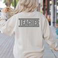 Teacher Checkered Racing Teacher Appreciation Men Women Women's Sweatshirt Back Print Sand Teacher Checkered Racing Teacher Appreciation Men Women Women's Sweatshirt Back Print Sand
