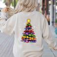 Teacher Crayon Christmas Tree Lights Student School Xmas Women's Sweatshirt Back Print Sand