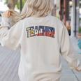 Teacher Filipino Vintage Heritage DNA Flag Women's Sweatshirt Back Print Sand Teacher Filipino Vintage Heritage DNA Flag Women's Sweatshirt Back Print Sand
