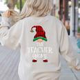 Teacher Gnome Xmas Family Matching Plaid Christmas Gnomes Women's Sweatshirt Back Print Sand