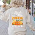 Teacher Halloween Pre-K Teacher Kindergarten Cutest Pumpkins Women's Sweatshirt Back Print Sand