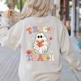Teacher Halloween Trick Or Teach Floral Ghost Women's Sweatshirt Back Print Sand Teacher Halloween Trick Or Teach Floral Ghost Women's Sweatshirt Back Print Sand