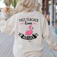 This Teacher Loves Her Flock Cute Flamingo Teacher Women's Sweatshirt Back Print Sand