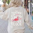 This Teacher Loves Her Flock Flamingo Teacher Class Women's Sweatshirt Back Print Sand This Teacher Loves Her Flock Flamingo Teacher Class Women's Sweatshirt Back Print Sand