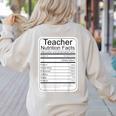 Teacher Nutrition Facts Teachers Nutritional Fact Women's Sweatshirt Back Print Sand