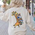 Teacher Shirt Giraffe Holding Books Bookworm Librarian Women's Sweatshirt Back Print Sand