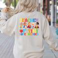 Teacher Of Tiny Superheroes Teach 100th Day Of School Women's Sweatshirt Back Print Sand Teacher Of Tiny Superheroes Teach 100th Day Of School Women's Sweatshirt Back Print Sand