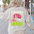 Teachers Love Brains Skeleton Halloween Teacher Funny Women's Sweatshirt Back Print Sand Teachers Love Brains Skeleton Halloween Teacher Funny Women's Sweatshirt Back Print Sand
