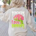 Teachers Love Brains Zombie Teacher Halloween Zombies Women's Sweatshirt Back Print Sand