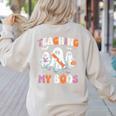 Teaching My Boos Teacher Cute Ghost Teacher Halloween Women's Sweatshirt Back Print Sand Teaching My Boos Teacher Cute Ghost Teacher Halloween Women's Sweatshirt Back Print Sand