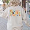 Teaching Is My Superpower Vintage Groovy University Teacher Women's Sweatshirt Back Print Sand