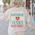 Teaching In My Veins Jesus In My Heart God Christian Teacher Women's Sweatshirt Back Print Sand