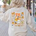 Team TK Crew Preppy Coquette Bow Pumpkin Fall TK Teacher Women's Sweatshirt Back Print Sand