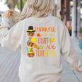 Thankful For My 4th Grade Turkey Thanksgiving Turkey Teacher Women's Sweatshirt Back Print Sand