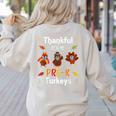 Thankful For My Prek Turkeys In Masks Thanksgiving Teacher For Men Women Women's Sweatshirt Back Print Sand Thankful For My Prek Turkeys In Masks Thanksgiving Teacher For Men Women Women's Sweatshirt Back Print Sand