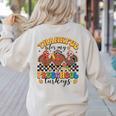 Thankful For My Preschool Turkeys Thanksgiving Teacher Fall Women's Sweatshirt Back Print Sand