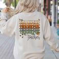 Thankful Teacher Thanksgiving Fall Pumpkin Turkey Women's Sweatshirt Back Print Sand Thankful Teacher Thanksgiving Fall Pumpkin Turkey Women's Sweatshirt Back Print Sand