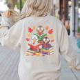 Thanksgiving Teacher Books Turkey Reading Book Women's Sweatshirt Back Print Sand Thanksgiving Teacher Books Turkey Reading Book Women's Sweatshirt Back Print Sand