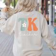 TK Teacher Retro Groovy Vintage Happy First Day Of School Women's Sweatshirt Back Print Sand