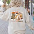 Trick Or Teach Groovy Teacher Halloween Floral Ghost Women's Sweatshirt Back Print Sand Trick Or Teach Groovy Teacher Halloween Floral Ghost Women's Sweatshirt Back Print Sand