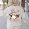 Trick Or Teach Groovy Teacher Halloween Retro Floral Ghost Women's Sweatshirt Back Print Sand