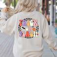 Trick Or Teach Retro Groovy Halloween Teacher Women's Sweatshirt Back Print Sand Trick Or Teach Retro Groovy Halloween Teacher Women's Sweatshirt Back Print Sand