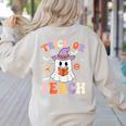 Trick Or Teach Teacher Groovy Ghost Halloween Teacher Women's Sweatshirt Back Print Sand Trick Or Teach Teacher Groovy Ghost Halloween Teacher Women's Sweatshirt Back Print Sand