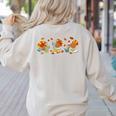 Turkey Reading Books Fall Thanksgiving Teacher Book Lovers Women's Sweatshirt Back Print Sand Turkey Reading Books Fall Thanksgiving Teacher Book Lovers Women's Sweatshirt Back Print Sand
