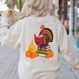 Turkey Reading Books Fall Thanksgiving Teacher Book Women's Sweatshirt Back Print Sand Turkey Reading Books Fall Thanksgiving Teacher Book Women's Sweatshirt Back Print Sand