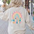 Twinning With My Teacher Bestie Rainbow Matching Teachers Women's Sweatshirt Back Print Sand