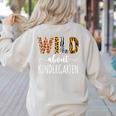Wild About Kindergarten Teacher Leopard Print Women's Sweatshirt Back Print Sand Wild About Kindergarten Teacher Leopard Print Women's Sweatshirt Back Print Sand