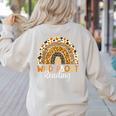 Wild About Reading Teacher Back To School Leopard Rainbow Women's Sweatshirt Back Print Sand