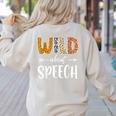 Wild About Speech SLP Leopard Teacher Back To School Kids Women's Sweatshirt Back Print Sand
