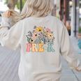 Wildflower Pre-K Preschool Team Floral Teacher Girls Women's Sweatshirt Back Print Sand
